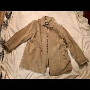 AMI Leather Satin Coat Tan Zip Up Jacket